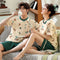 Couple Pajamas Summer Short Sleeve Cotton Thin Plus Size Loose Men Women Sets Cartoon Loungewear Sleepwear