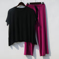 Img 9 - Loungewear Women Modal Two-Piece Sets Outdoor Loose Casual T-Shirt Wide Leg Pants Popular Color-Matching