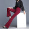 Img 2 - High Waist Flare Long Pants Drape Leg Women Slim Look Suits Stretchable Casual