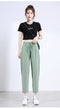 IMG 128 of Black High Waist Straight Casual Pants Women Summer Thin Loose Slim Look Drape Ice Silk Pants