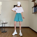 IMG 104 of Cotton Summer Korean Loose Lazy Wide Leg Pants Casual Elastic Waist Shorts Women Shorts