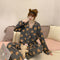 IMG 107 of insPajamas Women Korean Sweet Look Adorable Popular Long Sleeved Cardigan Teens Casual Pants Loungewear Sets Sleepwear