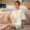 Pajamas Women Summer Short Sleeve Student Adorable Two-Piece Sets Outdoor Cotton Loungewear Thin Sleepwear