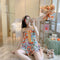 IMG 113 of Summer Pajamas Women Silk Korean Strap Cartoon Adorable Casual Loungewear Sets Sleepwear