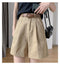 Img 1 - Free Belt Cotton Suits Shorts Women Summer Korean Wide Leg Pants Loose Slim Look All-Matching Bermuda