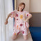 Pajamas Women Summer Short Sleeve Shorts Cartoon Casual Outdoor Round-Neck Loungewear Sets Sleepwear