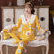 ins Women Pajamas Sleeve Length Pants Adorable Korean Cartoon Printed Casual Loungewear Sleepwear