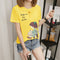 Women Summer Short Sleeve T-Shirt Korean Cartoon Round-Neck Printed Matching Tops T-Shirt