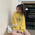 IMG 110 of Thin BFLoose Mid-Length Student Long Sleeved Sweatshirt Women Alphabets Printed Tops Outerwear