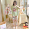 Pajamas Women Summer Short Sleeve Long Pants Three-Piece Plus Size Korean Cartoon Shorts Sweet Look Adorable Loungewear Sleepwear