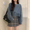 IMG 135 of Solid Colored Sweatshirt Women Korean Loose Couple Round-Neck insWomen Outerwear