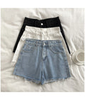 IMG 110 of Denim Shorts Women Summer insBurr High Waist Slim Look Loose Wide Leg Short A-Line Hot Pants Shorts