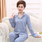 Pajamas Women Cotton Long Sleeved Korean Mom Cardigan Lapel Loungewear Sets Sleepwear