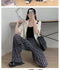 IMG 117 of Summer Straight Drape Cozy Hong Kong Pants Printed Ice Silk Wide Leg Women High Waist All-Matching Loose Slim Look Casual Pants