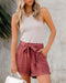Img 6 - Europe Women Loose Shorts Lace High Waist Solid Colored City Casual Slim Look Folded Pants