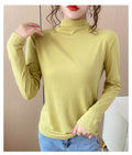 IMG 122 of Black Round-Neck Half-Height Collar Undershirt Women Slim Look Solid Colored Under Long Sleeved Tops Outerwear