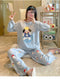 IMG 108 of Pajamas Women Sleeve Length Pants Korean Cartoon Loose Plus Size Adorable Two-Piece Sets Loungewear Sleepwear