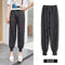 Img 4 - Summer Knitted Ice Silk Anti Mosquito Pants Women Casual Loose High Waist Thin Ankle-Length Lantern Pants