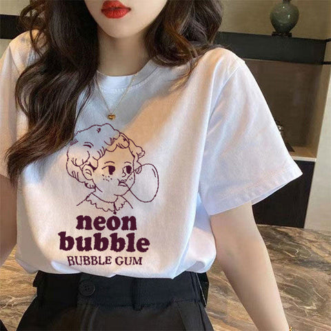 Img 3 - Summer Loose Short Sleeve Women T-Shirt Trendy Korean Student Girlfriends