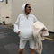 IMG 121 of Two-Piece Sets Women Trendy Casual Home Solid Colored Sweatshirt Shorts Sporty Sleepwear