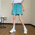 IMG 105 of Cotton Summer Korean Loose Lazy Wide Leg Pants Casual Elastic Waist Shorts Women Shorts