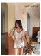 IMG 106 of Korea insSilk Color-Matching V-Neck Strap Short Pants Sets Pajamas Women Summer Thin Loose Loungewear Sleepwear