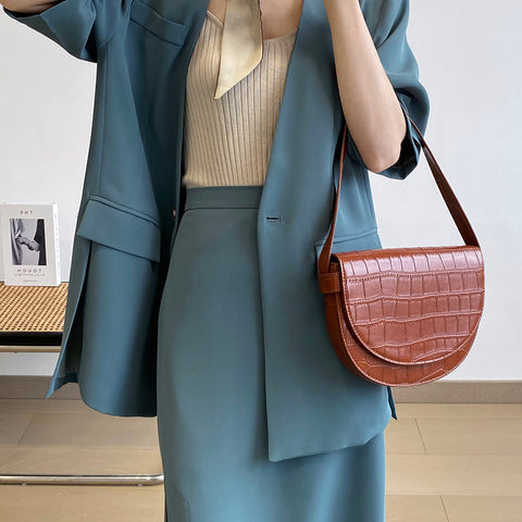 IMG 116 of Sets Korean Short Sleeve Blazer Tops Splitted Skirt Outerwear