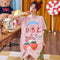 Summer Korean Short Sleeve Pajamas Women Pyjamas Cotton Loose Sweet Look Teens Loungewear Sleepwear