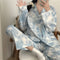 IMG 103 of Popular Peach Pajamas Teens Cardigan Korean Chequered Long Sleeved Loungewear Sets Sleepwear