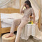 Img 3 - Sets Summer Thin Solid Colored Two-Piece Loungewear Short Sleeve Elastic Waist Long Pants