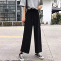 Img 3 - Wide Leg Women Student Korean Ankle-Length Loose Straight High Waist Drape Black Slim-Look Street Style Pants