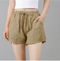 IMG 118 of Striped Cotton Shorts Short Wide Leg Women Pants Summer Loose Pocket Elastic Waist Shorts
