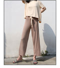 IMG 110 of Loungewear Women Modal Two-Piece Sets Outdoor Loose Casual T-Shirt Wide Leg Pants Popular Color-Matching Pants