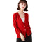 Img 5 - Women Korean Long Sleeved Sweater V-Neck Short Solid Colored Loose Knitted Cardigan
