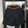 Img 2 - Cotton High Waist A-Line Bermuda Shorts Wide Leg Cargo Women Loose Casual Pants