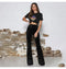 IMG 110 of Europe High Waist Gold Casual Wide Leg Pants Women Pants