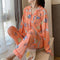 IMG 125 of Pajamas Women Adorable Cartoon Long Sleeved Loose Thin Loungewear Two-Piece Sets Outdoor Sleepwear