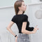 Img 2 - Solid Colored Short Sleeve Women Home Black T-Shirt Trendy Minimalist Fitting Tops Slim Look Korean