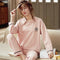 Women Cotton Pajamas Round-Neck Long Sleeved Smooth Trendy Home Loungewear Korean Sleepwear