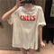 IMG 110 of Summer Hong Kong Minimalist White Short Sleeve T-Shirt Women Loose Korean Half Sleeved Splitted Tops ins T-Shirt