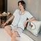 Img 3 - Southeast Asia Pajamas Women Summer Short Sleeve Shorts Silk Loungewear Cardigan Sets