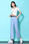 IMG 138 of Denim Wide Leg Pants Women Summer Thin High Waist Drape Loose Slim Look Casual Floor Length Ice Silk Ankle-Length Pants