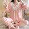 insPopular Streaming Solid Colored Pajamas Women Princess Long Sleeved Outdoor Loungewear Sleepwear