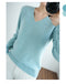 IMG 109 of Loose Sexy Undershirt Women Plus Size Warm Korean Sweater Thin V-Neck Outerwear