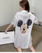 IMG 103 of Adorable Shirt Pajamas Women Summer Long Sexy Silk Pyjamas Short Sleeve Thin Korean Boyfriend Loose Outdoor Sleepwear