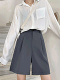 Img 9 - Suit Pants Shorts Women High Waist Summer Thin Loose Slim Look Bermuda Straight Hong Kong Wide Leg H