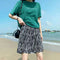 Img 2 - Dye Wide Leg Mid-Length Shorts Women Summer Thin High Waist Loose Straight Slim Look Casual Pants Fold Chiffon