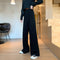 Img 8 - Black Pants Women Loose Trendy Summer Drape Wide Leg Straight Slim-Look Casual Pants