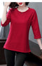 IMG 117 of Summer Korean Short Sleeve T-Shirt Women Three-Quarter Length Sleeves Tops Undershirt Long Sleeved Mom Loose Plus Size T-Shirt