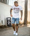 Europe Ripped Lace Denim Shorts Solid Colored Trendy Men Pants Shorts